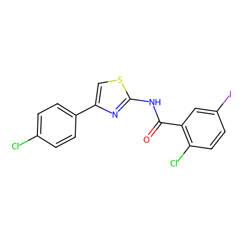 2-chloro-N-[4-(4-chlorophenyl)-1,3-thiazol-2-yl]-5-iodobenzamide structure