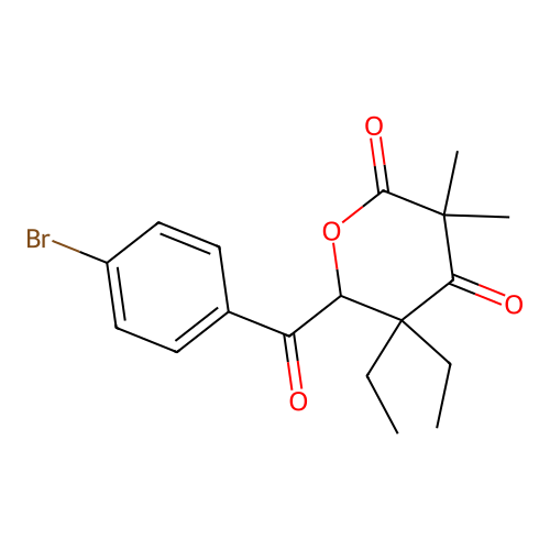 6-(4-bromobenzoyl)-5,5-diethyl-3,3-dimethyldihydro-2H-pyran-2,4(3H)-dione structure