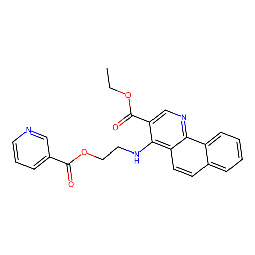 Ethyl 4-[(2-(3-pyridylcarbonyloxy)ethyl)amino]benzo[h]quinoline-3-carboxylate structure