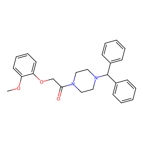 1-(Diphenylmethyl)-4-[(2-methoxyphenoxy)acetyl]piperazine structure