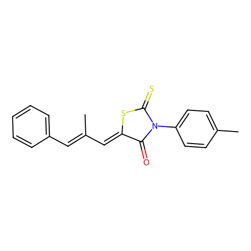 (Z)-5-((E)-2-methyl-3-phenylallylidene)-2-thioxo-3-(p-tolyl)thiazolidin-4-one structure