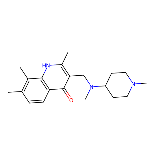 2,7,8-trimethyl-3-((methyl(1-methylpiperidin-4-yl)amino)methyl)quinolin-4-ol structure
