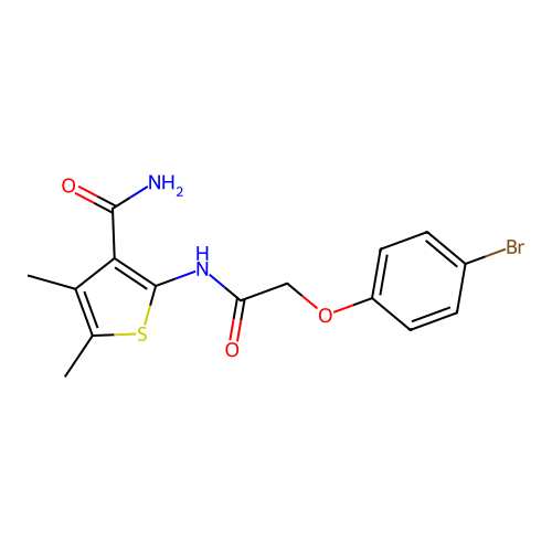 2-{[(4-Bromophenoxy)acetyl]amino}-4,5-dimethylthiophene-3-carboxamide structure