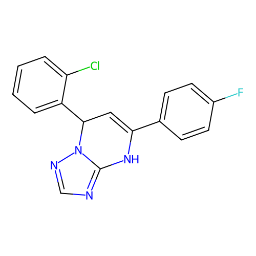 7-(2-chlorophenyl)-5-(4-fluorophenyl)-4,7-dihydro[1,2,4]triazolo[1,5-a]pyrimidine structure