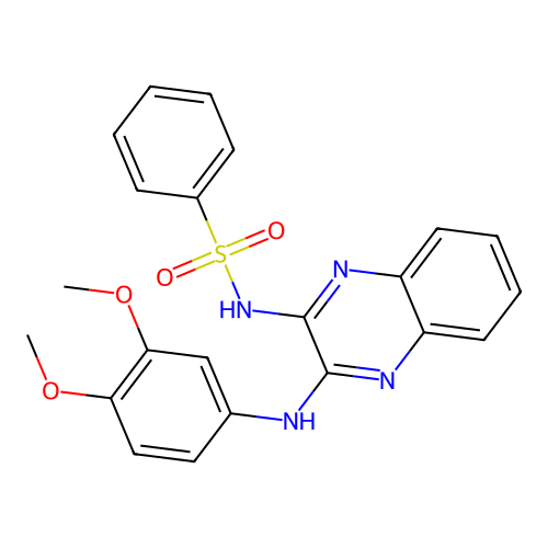 N-{3-[(3,4-dimethoxyphenyl)amino]quinoxalin-2-yl}benzenesulfonamide structure
