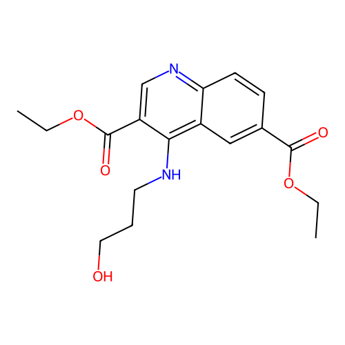 Diethyl 4-((3-hydroxypropyl)amino)quinoline-3,6-dicarboxylate structure