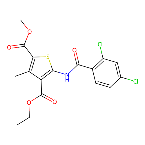 4-ETHYL 2-METHYL 5-(2,4-DICHLOROBENZAMIDO)-3-METHYLTHIOPHENE-2,4-DICARBOXYLATE structure