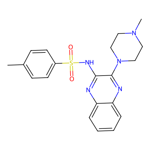 4-methyl-N-[3-(4-methylpiperazin-1-yl)quinoxalin-2-yl]benzenesulfonamide structure
