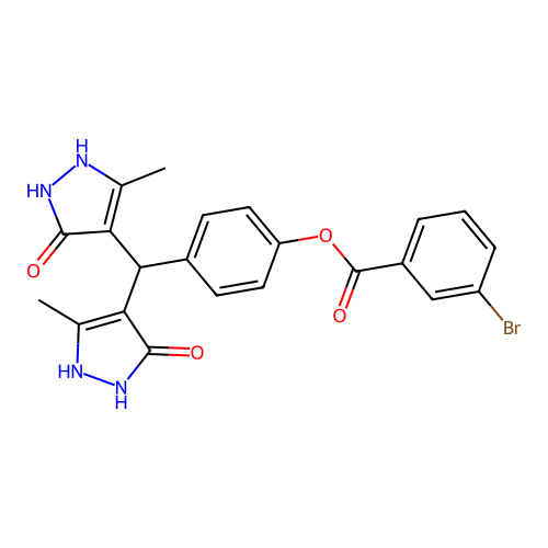 4-[bis(5-hydroxy-3-methyl-1H-pyrazol-4-yl)methyl]phenyl 3-bromobenzoate structure