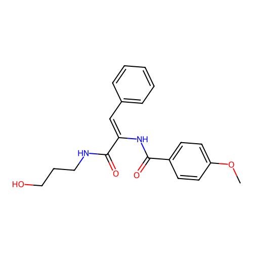 N-[(Z)-3-(3-hydroxypropylamino)-3-oxo-1-phenylprop-1-en-2-yl]-4-methoxybenzamide structure