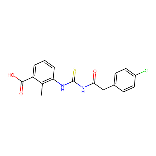 3-[[2-(4-Chlorophenyl)acetyl]carbamothioylamino]-2-methylbenzoic acid structure