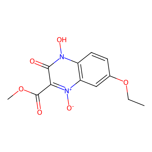 6-Ethoxy-2-hydroxy-3-(methoxycarbonyl)quinoxaline 1,4-dioxide structure