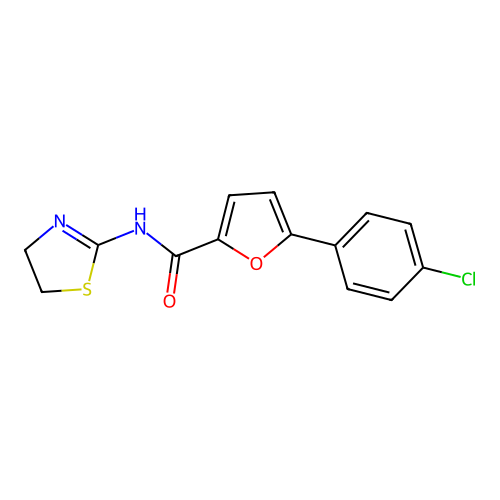 5-(4-chlorophenyl)-N-(4,5-dihydro-1,3-thiazol-2-yl)furan-2-carboxamide structure