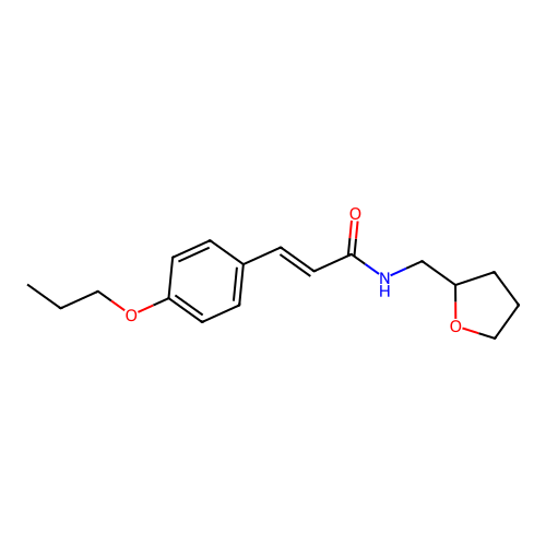 (E)-N-(oxolan-2-ylmethyl)-3-(4-propoxyphenyl)prop-2-enamide structure