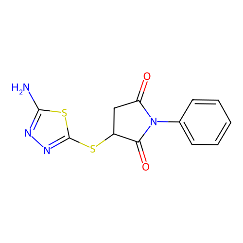 3-[(5-Amino-1,3,4-thiadiazol-2-yl)sulfanyl]-1-phenylpyrrolidine-2,5-dione structure