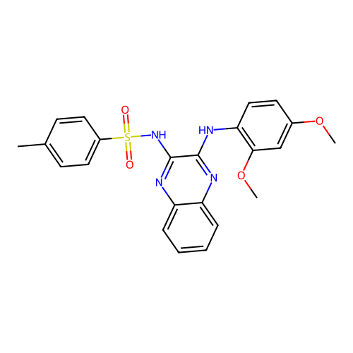 N-(3-((2,4-dimethoxyphenyl)amino)quinoxalin-2-yl)-4-methylbenzenesulfonamide structure