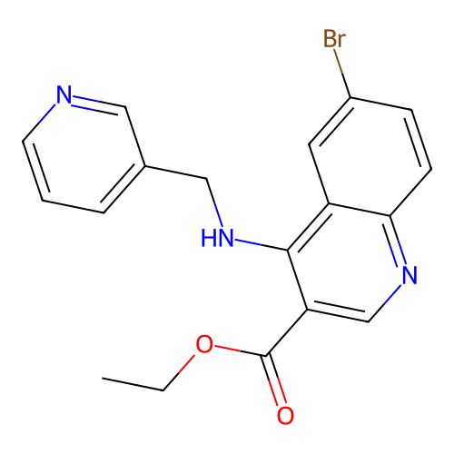 Ethyl 6-bromo-4-((pyridin-3-ylmethyl)amino)quinoline-3-carboxylate structure