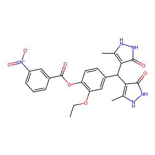4-[bis(5-hydroxy-3-methyl-1H-pyrazol-4-yl)methyl]-2-ethoxyphenyl 3-nitrobenzoate structure