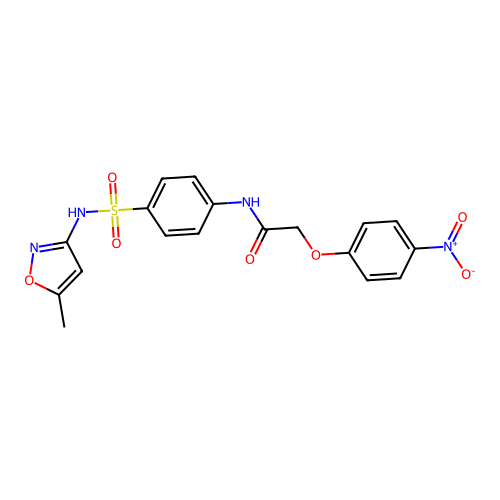 N-{4-[(5-methyl-1,2-oxazol-3-yl)sulfamoyl]phenyl}-2-(4-nitrophenoxy)acetamide structure