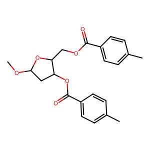 b-L-erythro-Pentofuranoside, methyl 2-deoxy-, bis(4-methylbenzoate) structure