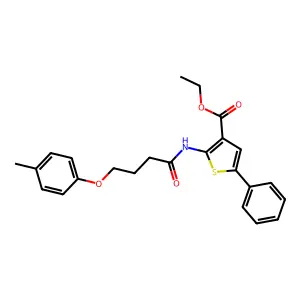 Ethyl 2-[4-(4-methylphenoxy)butanoylamino]-5-phenylthiophene-3-carboxylate structure