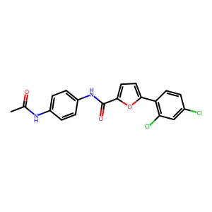 N-(4-acetamidophenyl)-5-(2,4-dichlorophenyl)furan-2-carboxamide structure