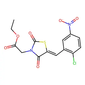 ethyl [(5E)-5-(2-chloro-5-nitrobenzylidene)-2,4-dioxo-1,3-thiazolidin-3-yl]acetate structure
