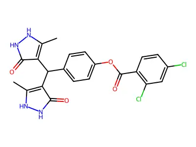 4-[bis(5-hydroxy-3-methyl-1H-pyrazol-4-yl)methyl]phenyl 2,4-dichlorobenzoate structure