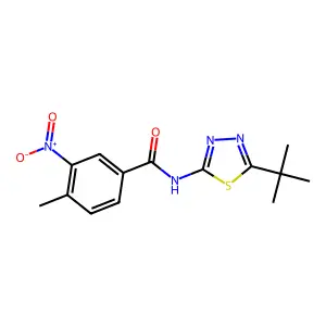 N-(5-tert-butyl-1,3,4-thiadiazol-2-yl)-4-methyl-3-nitrobenzamide structure