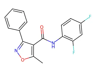 N-(2,4-difluorophenyl)-5-methyl-3-phenyl-1,2-oxazole-4-carboxamide structure
