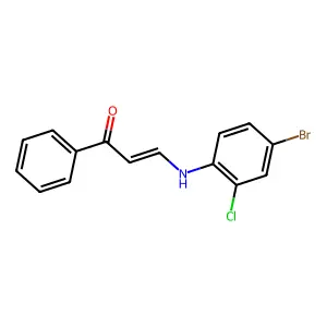 (E)-3-(4-bromo-2-chloroanilino)-1-phenylprop-2-en-1-one structure