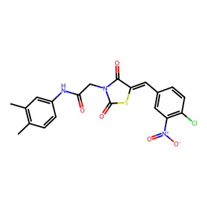 2-[(5E)-5-[(4-chloro-3-nitrophenyl)methylidene]-2,4-dioxo-1,3-thiazolidin-3-yl]-N-(3,4-dimethylphenyl)acetamide structure