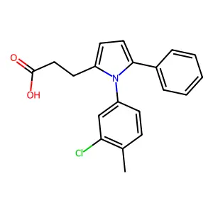 3-[1-(3-chloro-4-methylphenyl)-5-phenyl-1H-pyrrol-2-yl]propanoic acid structure