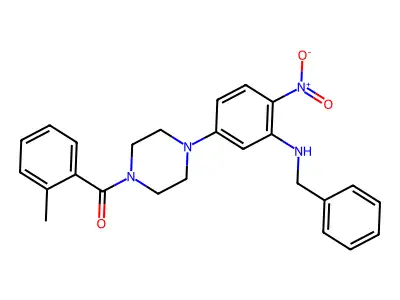 [4-[3-(Benzylamino)-4-nitrophenyl]piperazin-1-yl]-(2-methylphenyl)methanone structure