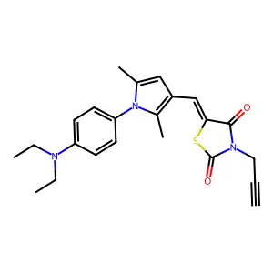 (5E)-5-({1-[4-(diethylamino)phenyl]-2,5-dimethyl-1H-pyrrol-3-yl}methylidene)-3-(prop-2-yn-1-yl)-1,3-thiazolidine-2,4-dione structure