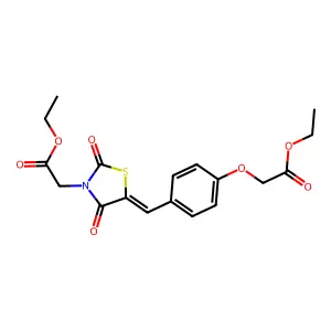 ethyl {(5E)-5-[4-(2-ethoxy-2-oxoethoxy)benzylidene]-2,4-dioxo-1,3-thiazolidin-3-yl}acetate structure