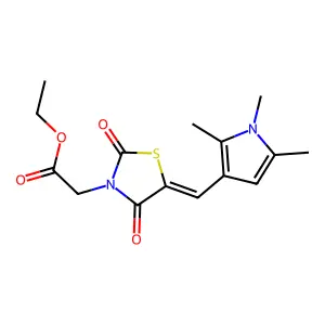 ethyl {(5E)-2,4-dioxo-5-[(1,2,5-trimethyl-1H-pyrrol-3-yl)methylidene]-1,3-thiazolidin-3-yl}acetate structure