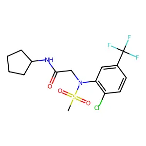 2-[2-chloro-N-methylsulfonyl-5-(trifluoromethyl)anilino]-N-cyclopentylacetamide structure