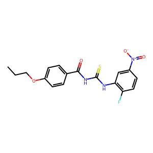 N-[(2-fluoro-5-nitrophenyl)carbamothioyl]-4-propoxybenzamide structure
