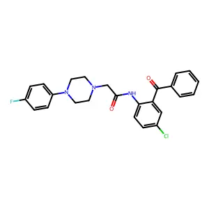 N-(2-benzoyl-4-chlorophenyl)-2-[4-(4-fluorophenyl)piperazin-1-yl]acetamide structure