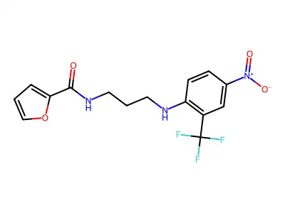 N-[3-[4-nitro-2-(trifluoromethyl)anilino]propyl]furan-2-carboxamide structure