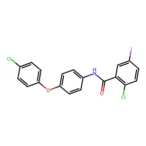 2-chloro-N-[4-(4-chlorophenoxy)phenyl]-5-iodobenzamide structure