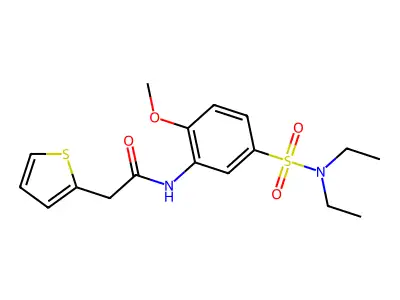 N-[5-(diethylsulfamoyl)-2-methoxyphenyl]-2-thiophen-2-ylacetamide structure