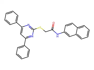 2-(4,6-diphenylpyrimidin-2-yl)sulfanyl-N-naphthalen-2-ylacetamide structure