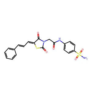 2-((Z)-2,4-dioxo-5-((E)-3-phenylallylidene)thiazolidin-3-yl)-N-(4-sulfamoylphenyl)acetamide structure