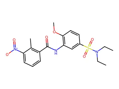 N-[5-(diethylsulfamoyl)-2-methoxyphenyl]-2-methyl-3-nitrobenzamide structure