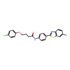4-(4-chlorophenoxy)-N-[4-(6-methyl-1,3-benzothiazol-2-yl)phenyl]butanamide structure