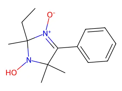 2-Ethyl-3-hydroxy-2,4,4-trimethyl-1-oxido-5-phenylimidazol-1-ium structure