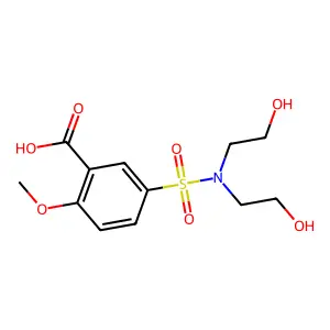 5-[Bis(2-hydroxyethyl)sulfamoyl]-2-methoxybenzoic acid structure