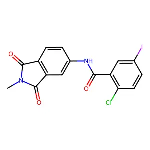 2-chloro-5-iodo-N-(2-methyl-1,3-dioxoisoindol-5-yl)benzamide structure
